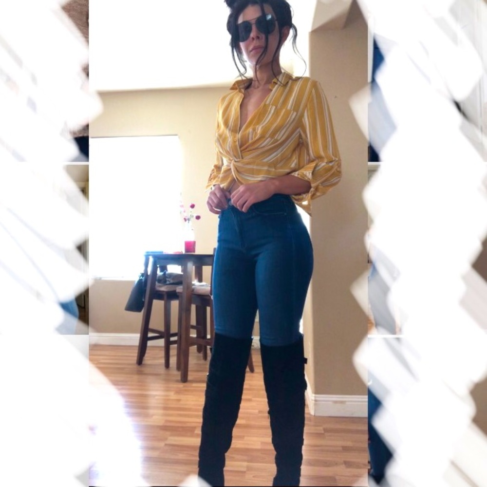 Mustard Crop front tie shirt NEW